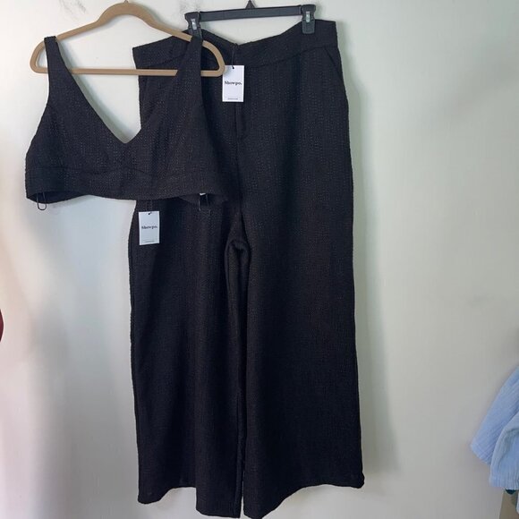 Showpo Adelaide Two Piece Wide Leg Pant And Crop Top Set Size 16 Black New - Picture 15 of 15